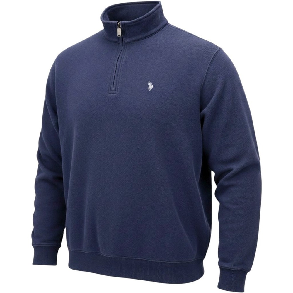 U.S. Polo Assn Quarter Zip Pullover Mens 2XL Navy Blue Cotton‎ Preppy Classic